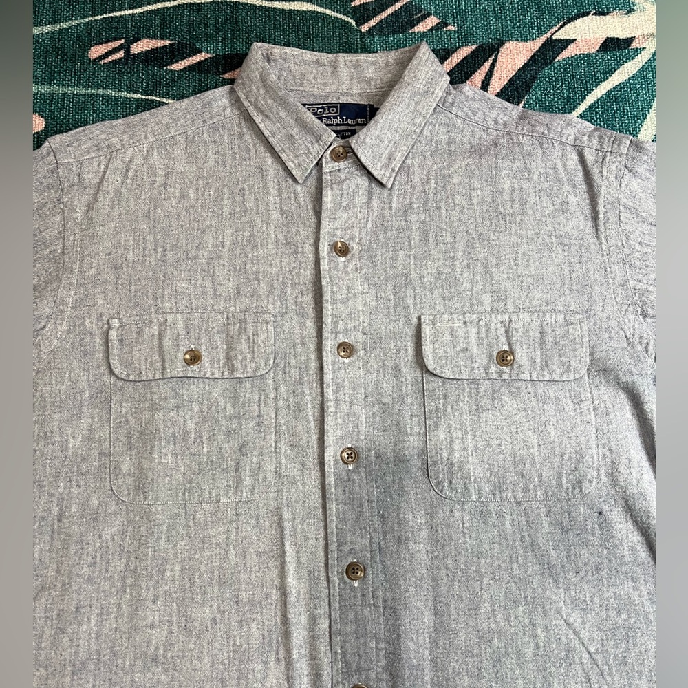 Vintage 80’s Polo By Ralph Lauren Chambray Button Up Shirt - Picture 2 of 8